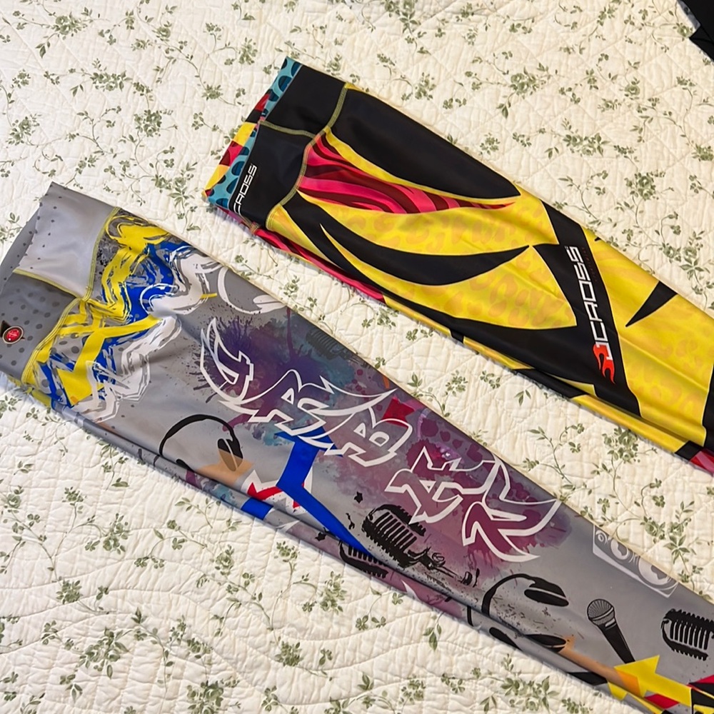 Set of 2 Columbia made leggings with fun music motif and vibrant colors